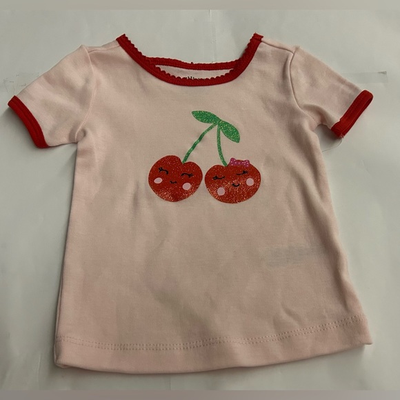 New Little Me 12M Pink Top with Cherries Summer - Picture 7 of 10